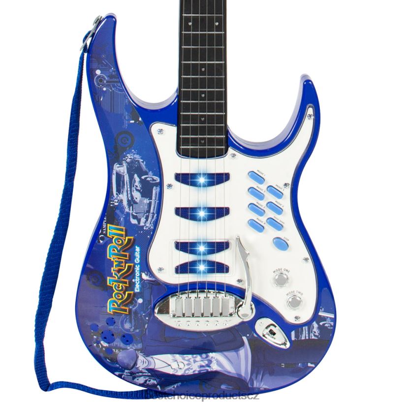 Best Choice Products dětská herní sada na elektrickou kytaru se 6 písničkami, mikrofonem, zesilovačem hračka a hra | modrý FF2286281