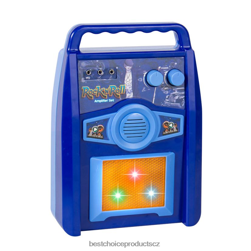Best Choice Products dětská herní sada na elektrickou kytaru se 6 písničkami, mikrofonem, zesilovačem hračka a hra | modrý FF2286281