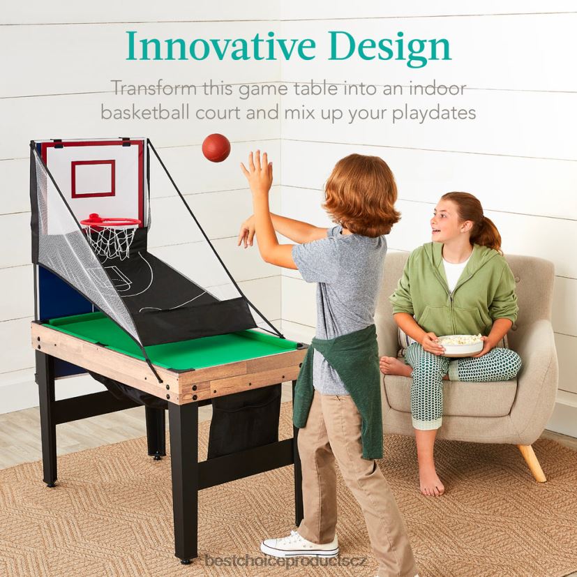 Best Choice Products Kombinovaná herní stolní sada 13 v 1 s ping-pongem, stolním fotbalem, basketbalem, vzdušným hokejem hračka a hra | přírodní FF2286287
