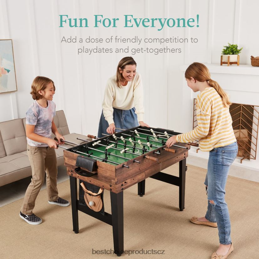 Best Choice Products Kombinovaná herní stolní sada 13 v 1 s ping-pongem, stolním fotbalem, basketbalem, vzdušným hokejem hračka a hra | tmavě hnědá FF2286286