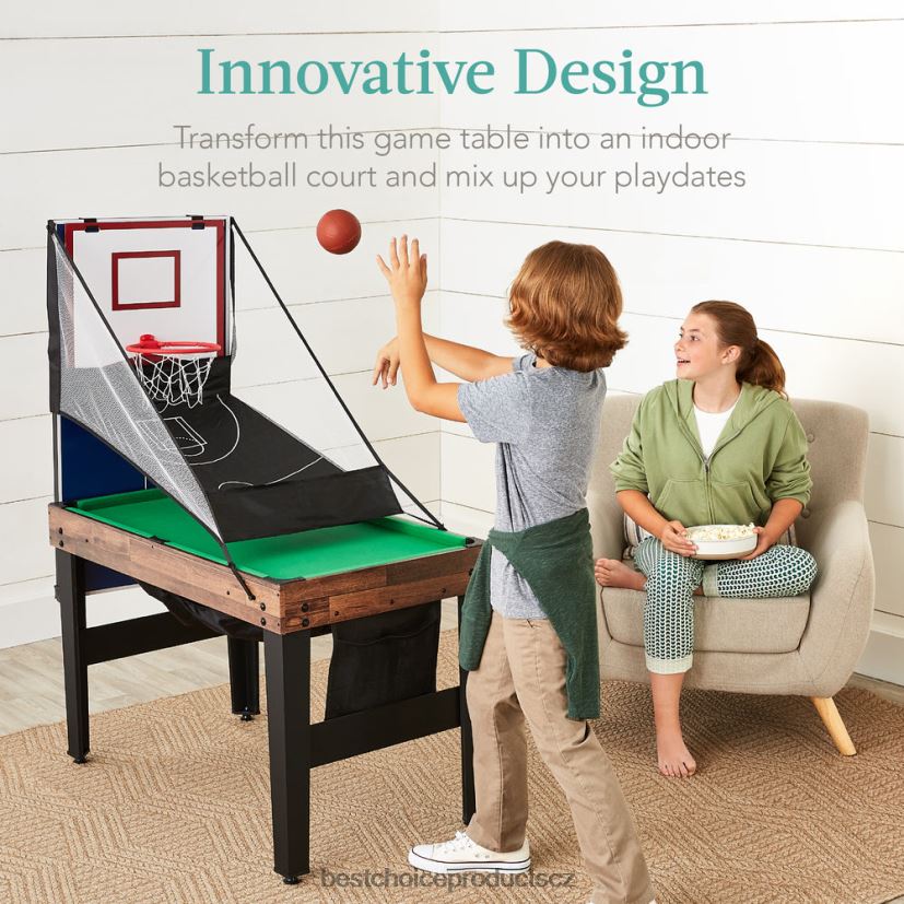 Best Choice Products Kombinovaná herní stolní sada 13 v 1 s ping-pongem, stolním fotbalem, basketbalem, vzdušným hokejem hračka a hra | tmavě hnědá FF2286286