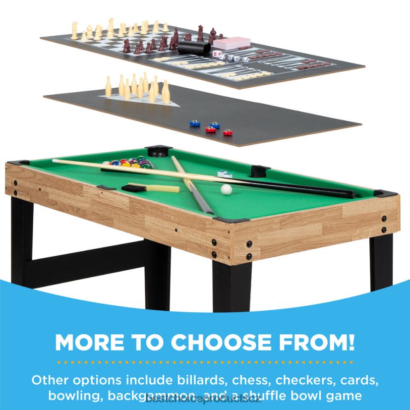 Best Choice Products Kombinovaná stolní sada 10 v 1 s kulečníkem, stolním fotbalem, ping-pongem, šachy hračka a hra | přírodní FF2286270