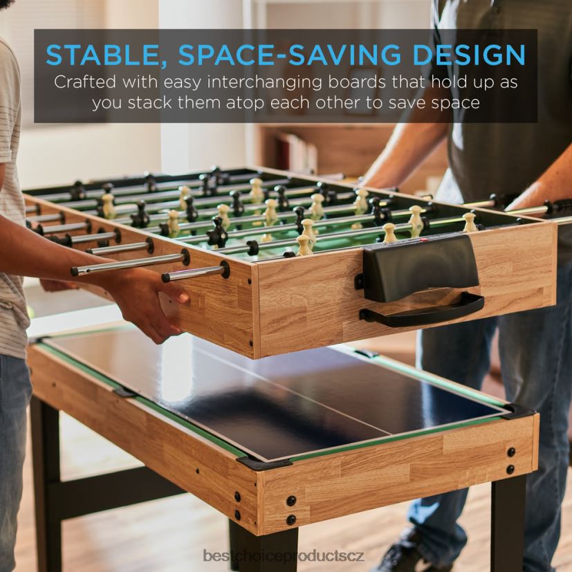 Best Choice Products Kombinovaná stolní sada 10 v 1 s kulečníkem, stolním fotbalem, ping-pongem, šachy hračka a hra | přírodní FF2286270