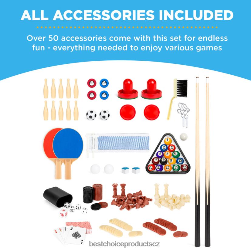 Best Choice Products Kombinovaná stolní sada 10 v 1 s kulečníkem, stolním fotbalem, ping-pongem, šachy hračka a hra | přírodní FF2286270