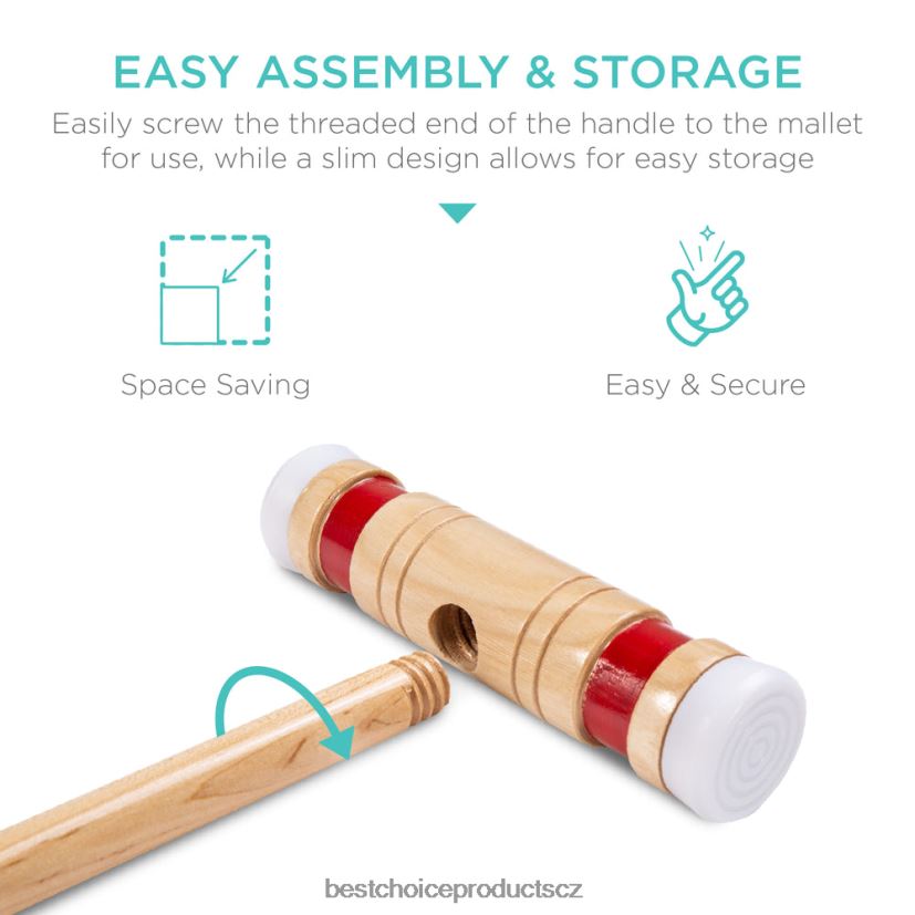 Best Choice Products Sada dřevěných kroketů pro 6 hráčů se 6 paličkami, 6 míčky, brankami, kolíky, taškou hračka a hra | vícebarevný FF22861027