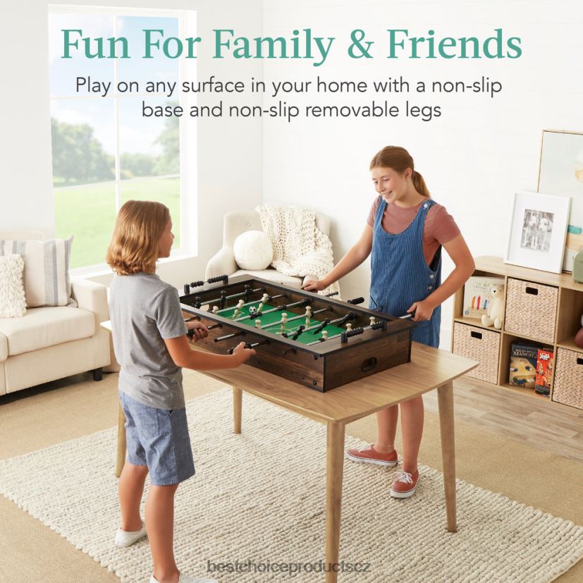 Best Choice Products Sada stolního fotbálku, arkádový stolní fotbal se 2 míči hračka a hra | tmavé dřevo FF2286545