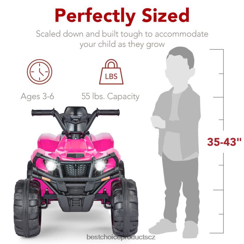 Best Choice Products 12V dětské čtyřkolkové čtyřkolkové čtyřkolkové čtyřkolkové auto s max. 2,4 mph, bluetooth, světlomety hračka a hra | sytě růžová FF2286277