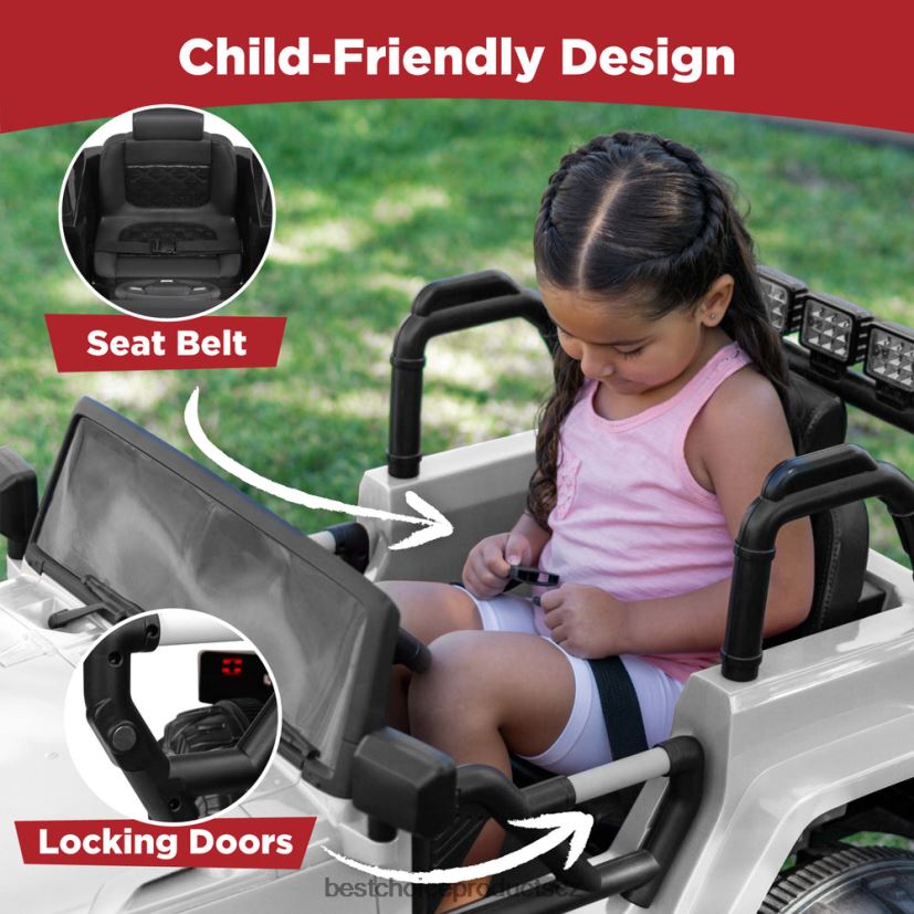 Best Choice Products 12V hračka pro děti na náklaďáku se 3 rychlostmi, led, dálkové ovládání, bluetooth hračka a hra | bílý FF2286533