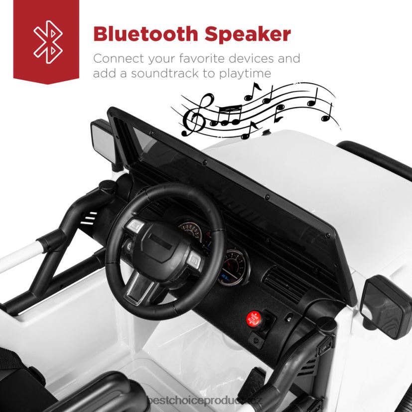 Best Choice Products 12V hračka pro děti na náklaďáku se 3 rychlostmi, led, dálkové ovládání, bluetooth hračka a hra | bílý FF2286533
