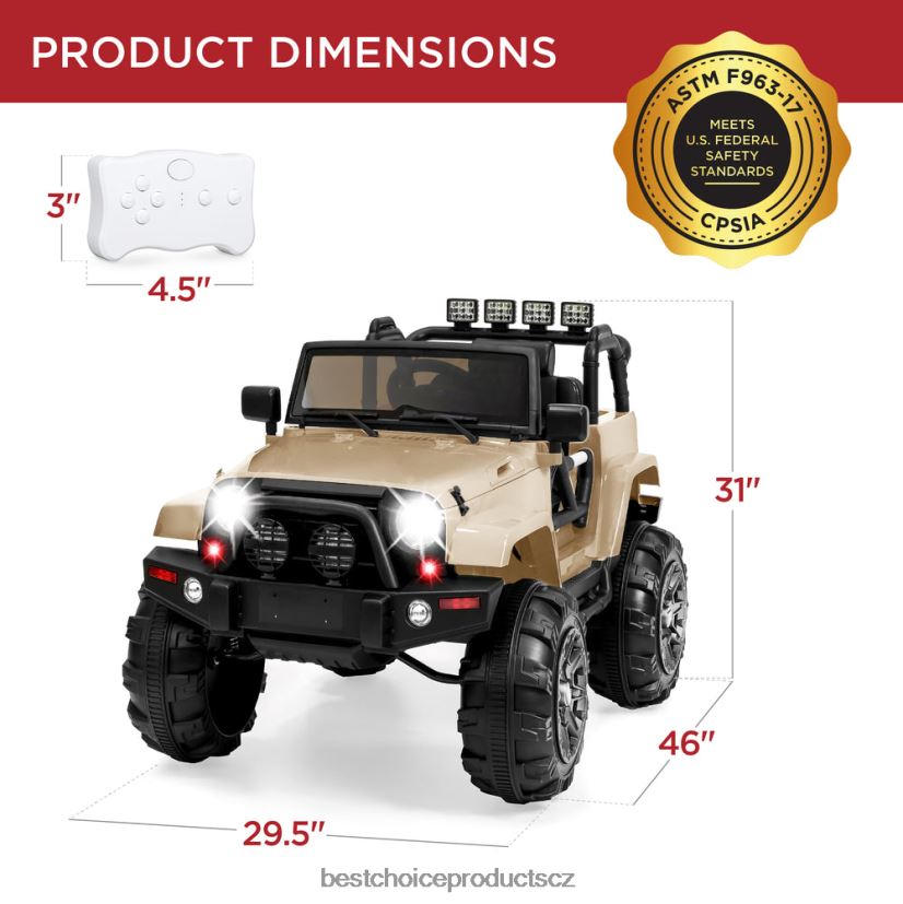 Best Choice Products 12V hračka pro děti na náklaďáku se 3 rychlostmi, led, dálkové ovládání, bluetooth hračka a hra | opálení FF2286537