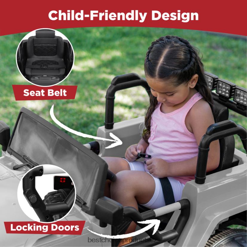 Best Choice Products 12V hračka pro děti na náklaďáku se 3 rychlostmi, led, dálkové ovládání, bluetooth hračka a hra | světle šedá FF2286539