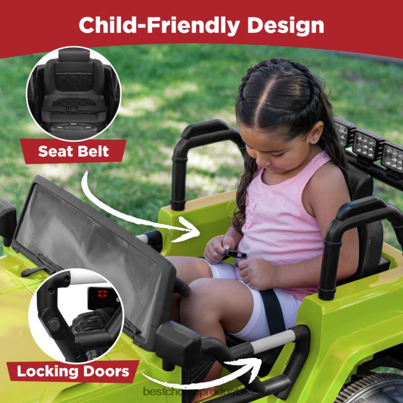 Best Choice Products 12V hračka pro děti na náklaďáku se 3 rychlostmi, led, dálkové ovládání, bluetooth hračka a hra | zelená FF2286535