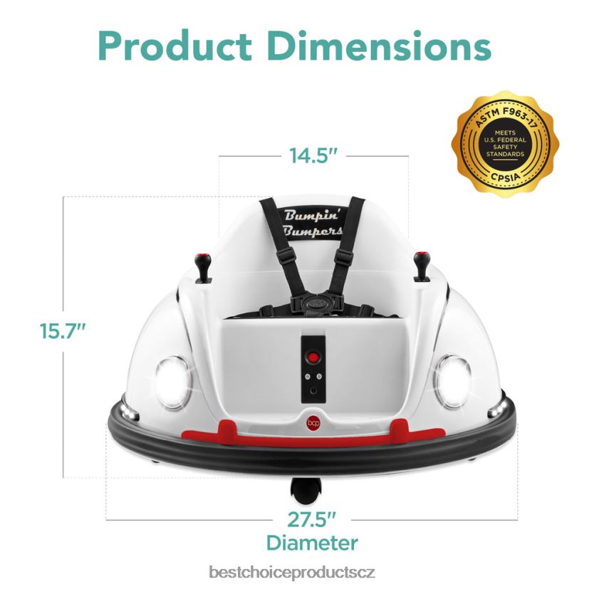 Best Choice Products 6V děti jezdí na autíčko s nárazníkem s dálkovým ovládáním, postrojem, světly, otáčením o 360 stupňů hračka a hra | bílý FF2286509