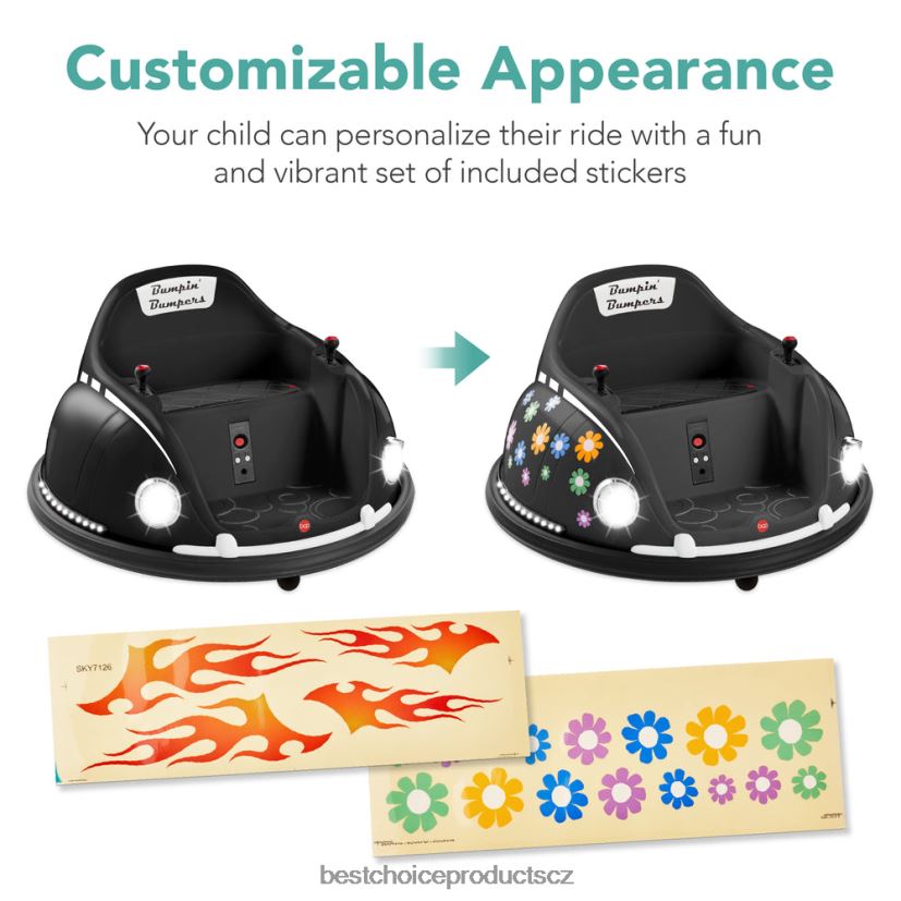 Best Choice Products 6V děti jezdí na autíčko s nárazníkem s dálkovým ovládáním, postrojem, světly, otáčením o 360 stupňů hračka a hra | Černá FF2286507