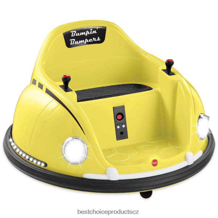 Best Choice Products 6V děti jezdí na autíčko s nárazníkem s dálkovým ovládáním, postrojem, světly, otáčením o 360 stupňů hračka a hra | žlutá FF2286506