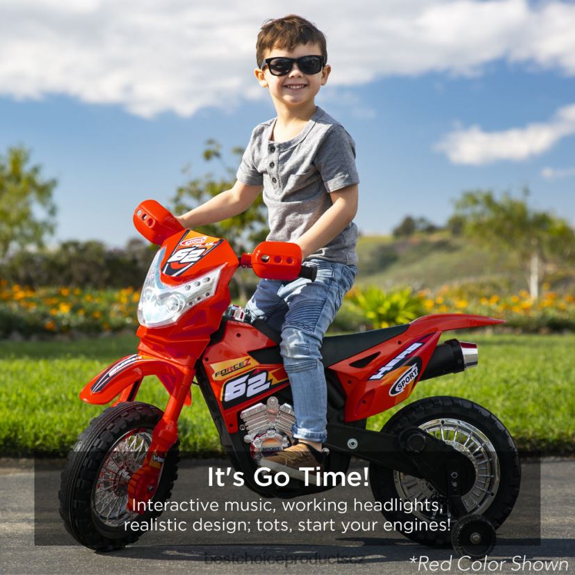 Best Choice Products 6V dětská elektrická pojízdná motorka s cvičnými koly, světly, hudbou hračka a hra | sytě růžová FF2286522