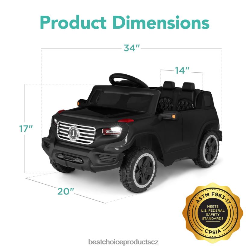 Best Choice Products 6V dětský pojízdný náklaďák s rodičovským ovládáním rc, 3 rychlosti, světla, klakson hračka a hra | Černá FF22861015