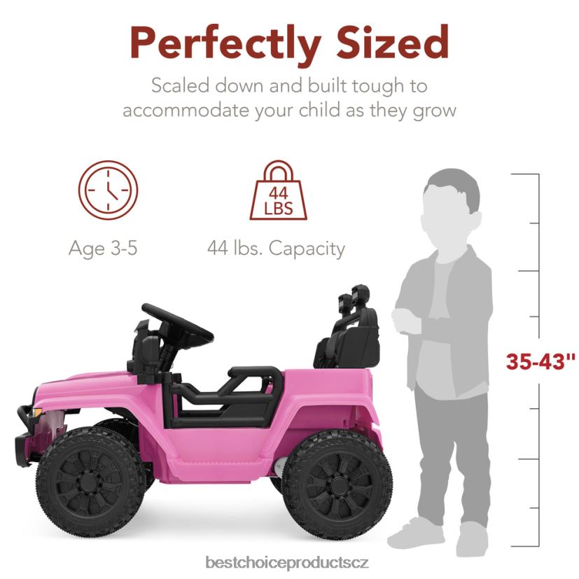 Best Choice Products 6V dětské pojízdné nákladní auto s rodičovským dálkovým ovládáním, odpružení 4 kol hračka a hra | růžový FF2286555