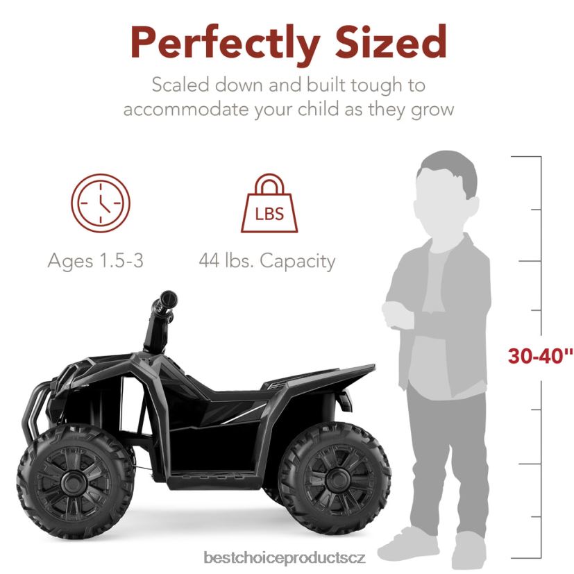 Best Choice Products 6V dětské čtyřkolkové čtyřkolkové čtyřkolkové auto s maximální rychlostí 1,8 mph, pneumatiky s dezénem hračka a hra | Černá FF2286524