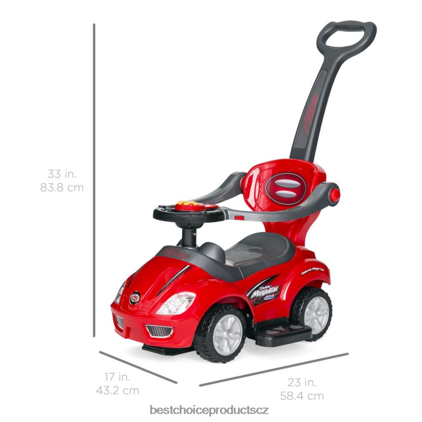 Best Choice Products Dětské autíčko 3 v 1 s rukojetí a klaksonem hračka a hra | Červené FF22861000