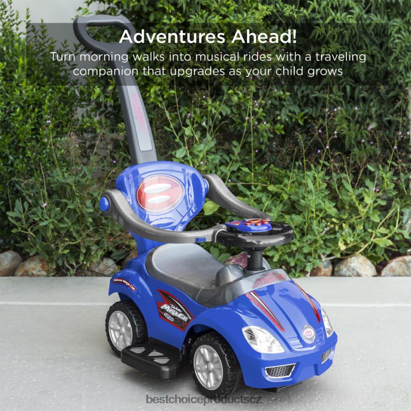 Best Choice Products Dětské autíčko 3 v 1 s rukojetí a klaksonem hračka a hra | modrý FF22861002
