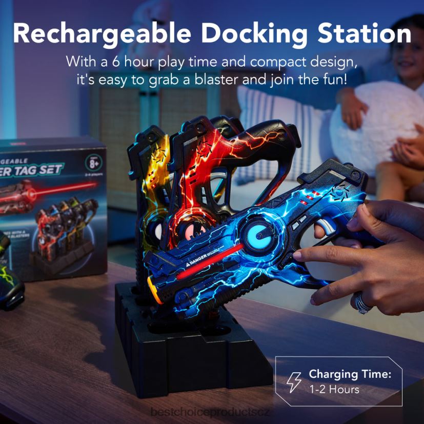Best Choice Products sada 4 dobíjecích laserových blasterů s dokovací stanicí, nejsou potřeba žádné vesty hračka a hra | vícebarevný FF2286274