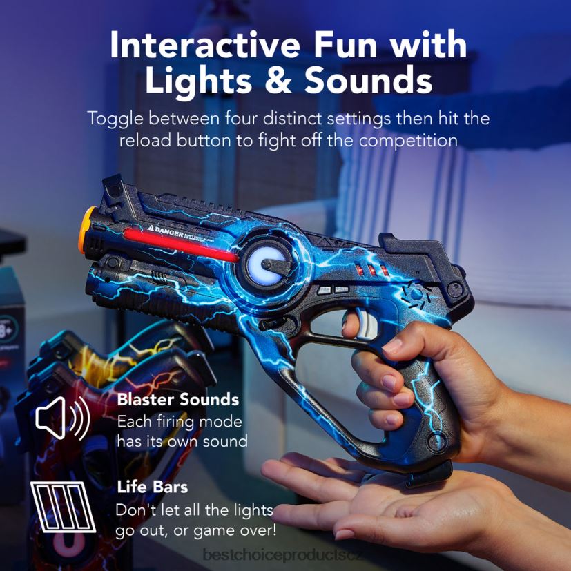 Best Choice Products sada 4 dobíjecích laserových blasterů s dokovací stanicí, nejsou potřeba žádné vesty hračka a hra | vícebarevný FF2286274