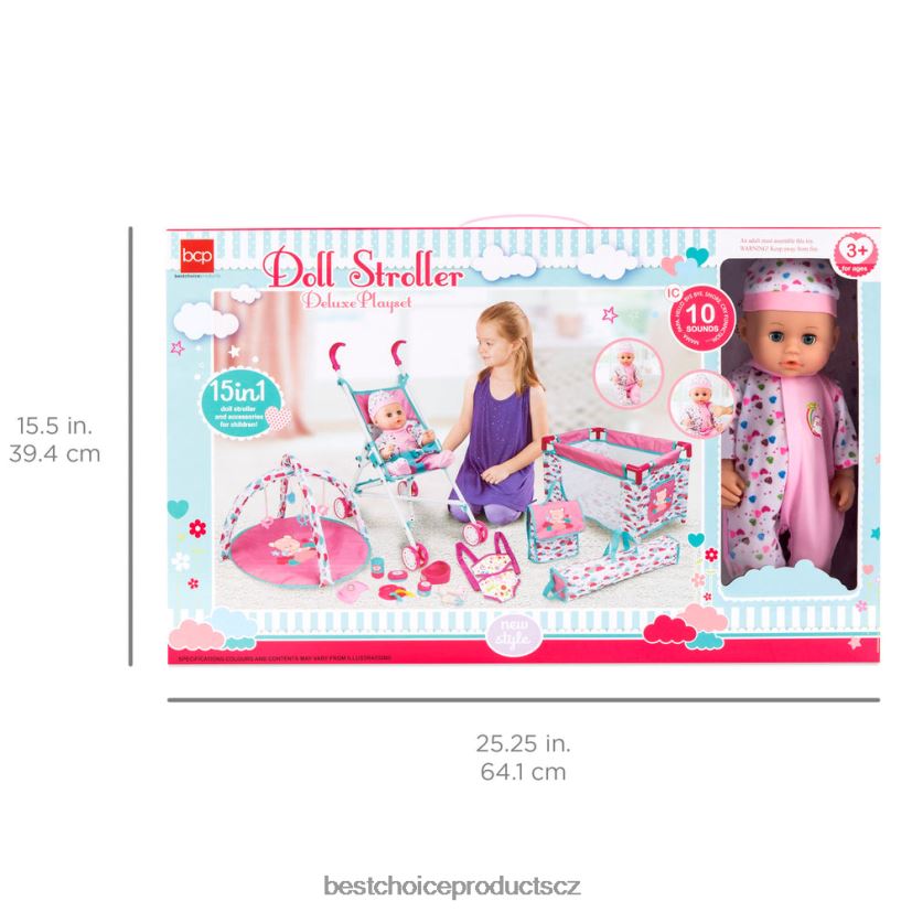 Best Choice Products dětská 15dílná 13,5palcová panenka pro novorozence na hraní rolí s příslušenstvím hračka a hra | růžový FF2286323