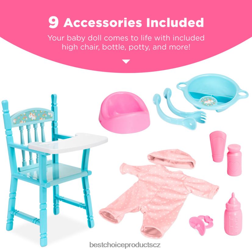 Best Choice Products realistická panenka s měkkým tělem, vysoká stolička, nočník, doplňky hračka a hra | vícebarevný FF2286529