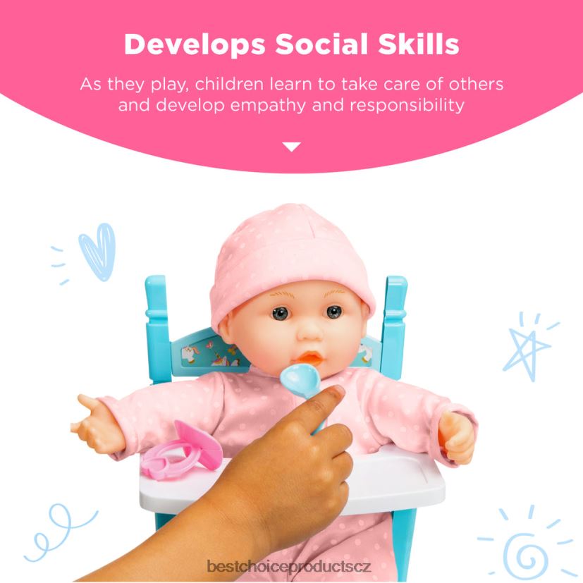 Best Choice Products realistická panenka s měkkým tělem, vysoká stolička, nočník, doplňky hračka a hra | vícebarevný FF2286529