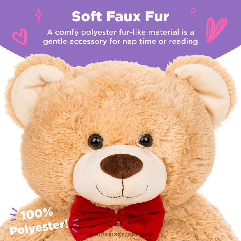 Best Choice Products obří plyšový plyšový medvídek s motýlkem, otisky tlapek hračka a hra | hnědý FF2286481