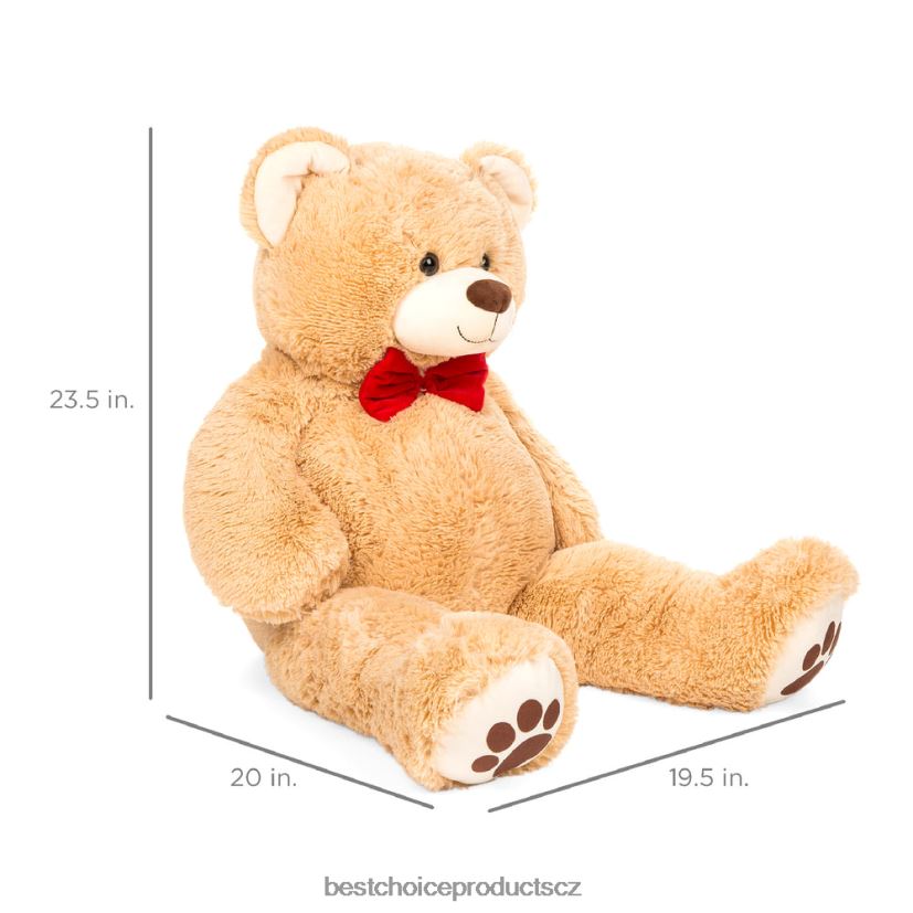 Best Choice Products obří plyšový plyšový medvídek s motýlkem, otisky tlapek hračka a hra | hnědý FF2286481