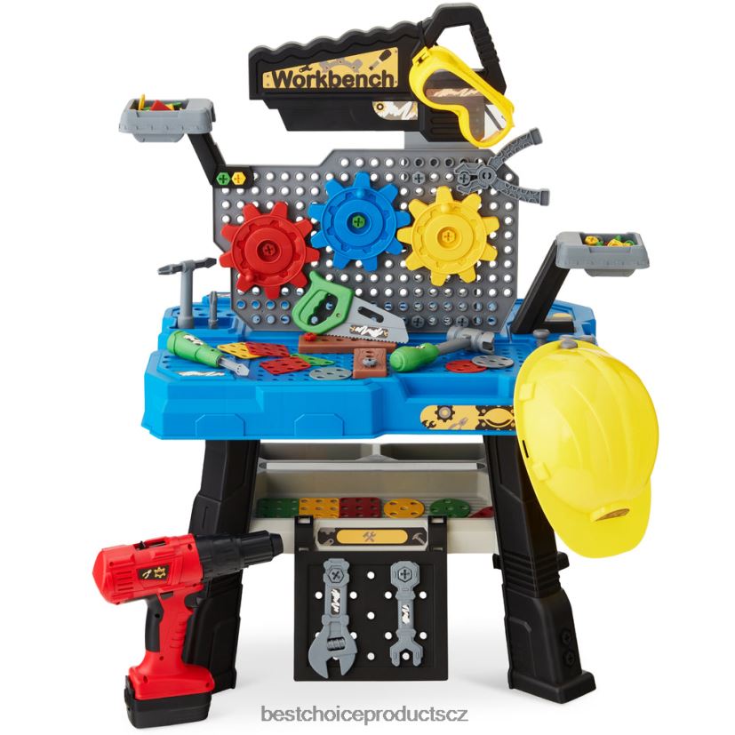 Best Choice Products Předstíraný herní pracovní stůl pro děti, sada dětských hraček se 150 doplňky hračka a hra | modrý FF2286512