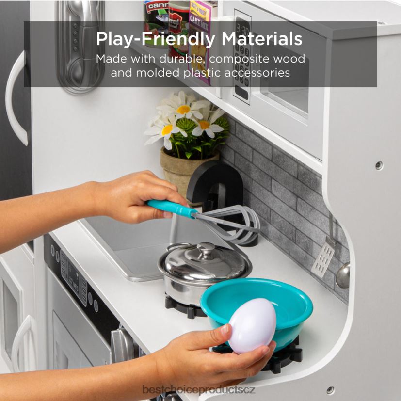 Best Choice Products Sada dřevěných hraček pro děti do kuchyňky s 11 doplňky hračka a hra | bílý FF2286290