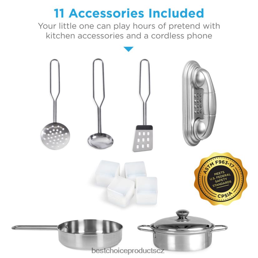 Best Choice Products Sada dřevěných hraček pro děti do kuchyňky s 11 doplňky hračka a hra | bílý FF2286290