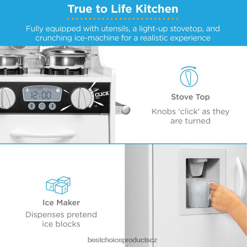 Best Choice Products Sada dřevěných hraček pro děti do kuchyňky s 11 doplňky hračka a hra | bílý FF2286290