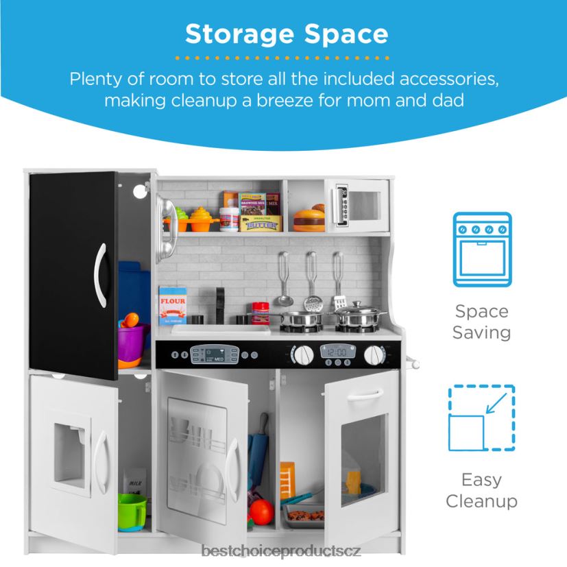 Best Choice Products Sada dřevěných hraček pro děti do kuchyňky s 11 doplňky hračka a hra | bílý FF2286290