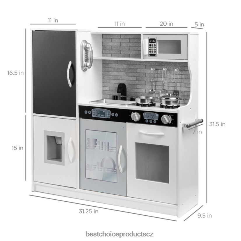 Best Choice Products Sada dřevěných hraček pro děti do kuchyňky s 11 doplňky hračka a hra | bílý FF2286290