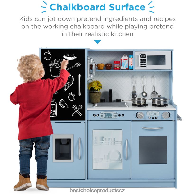 Best Choice Products Sada dřevěných hraček pro děti do kuchyňky s 11 doplňky hračka a hra | modrý FF2286292