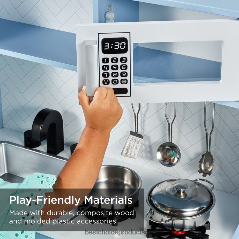 Best Choice Products Sada dřevěných hraček pro děti do kuchyňky s 11 doplňky hračka a hra | modrý FF2286292