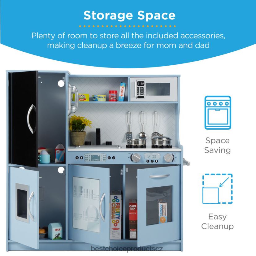 Best Choice Products Sada dřevěných hraček pro děti do kuchyňky s 11 doplňky hračka a hra | modrý FF2286292
