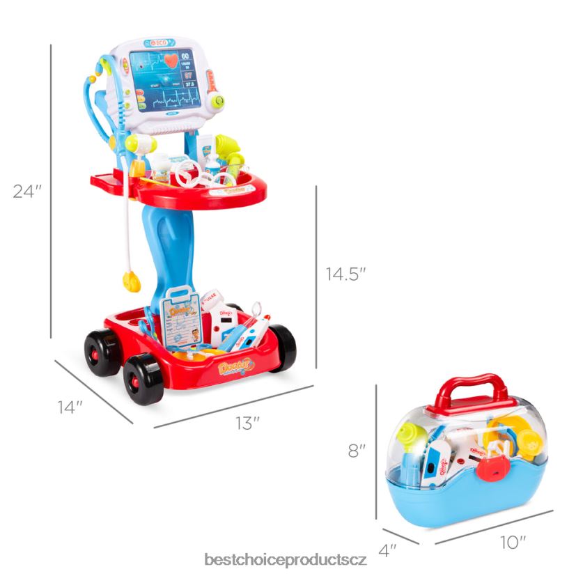 Best Choice Products herní sada na doktora pro děti, chlapce a dívky se 17 doplňky, mobilní vozík hračka a hra | modrý FF2286272