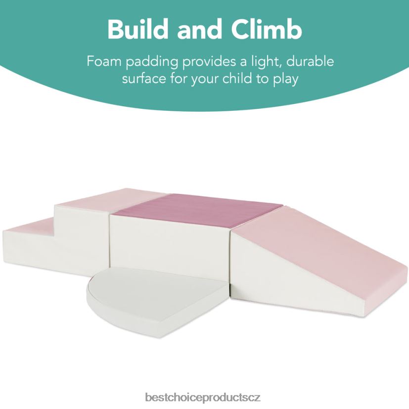 Best Choice Products 4dílná dětská herní sada s měkkými pěnovými tvary pro lezení a plazení hračka a hra | růžový FF2286569