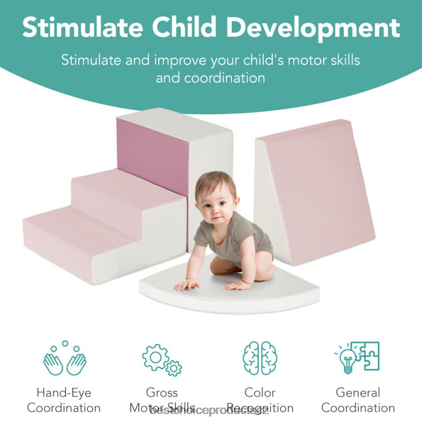 Best Choice Products 4dílná dětská herní sada s měkkými pěnovými tvary pro lezení a plazení hračka a hra | růžový FF2286569