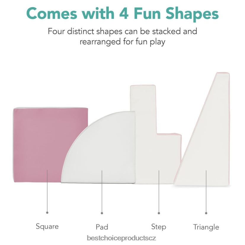 Best Choice Products 4dílná dětská herní sada s měkkými pěnovými tvary pro lezení a plazení hračka a hra | růžový FF2286569