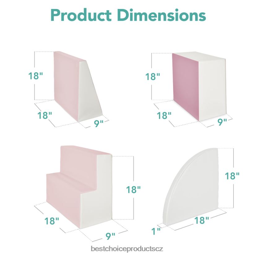Best Choice Products 4dílná dětská herní sada s měkkými pěnovými tvary pro lezení a plazení hračka a hra | růžový FF2286569