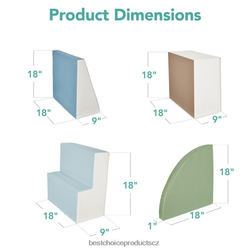 Best Choice Products 4dílná dětská herní sada s měkkými pěnovými tvary pro lezení a plazení hračka a hra | zemský tón FF2286572