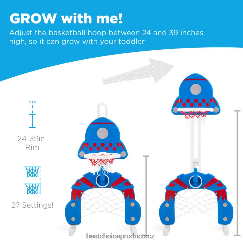 Best Choice Products Basketbalový koš pro batolata 3 v 1, herní sada pro sportovní aktivity hračka a hra | modrá s kroužkem FF2286479