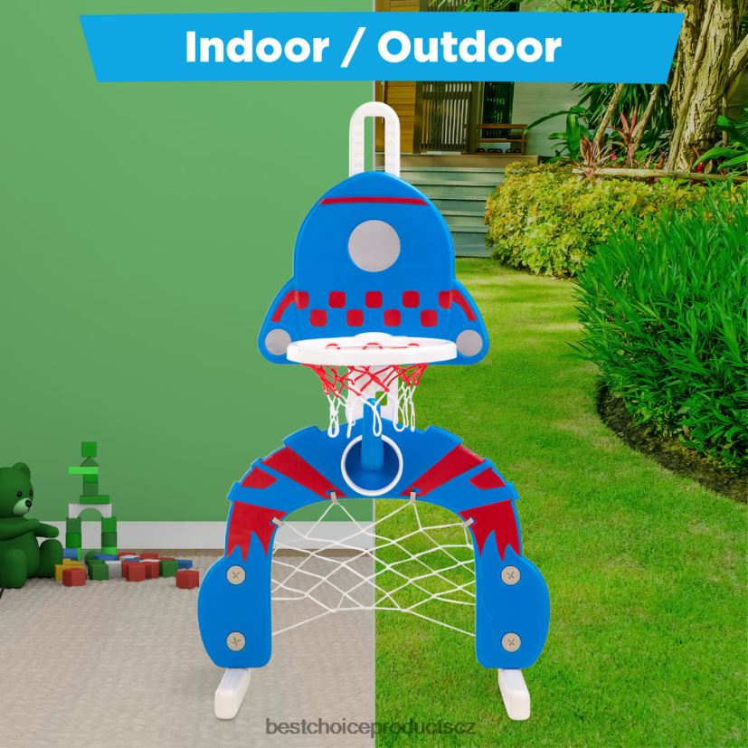 Best Choice Products Basketbalový koš pro batolata 3 v 1, herní sada pro sportovní aktivity hračka a hra | modrá s kroužkem FF2286479