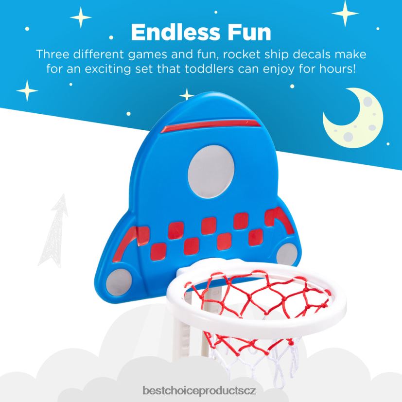 Best Choice Products Basketbalový koš pro batolata 3 v 1, herní sada pro sportovní aktivity hračka a hra | modrá s kroužkem FF2286479